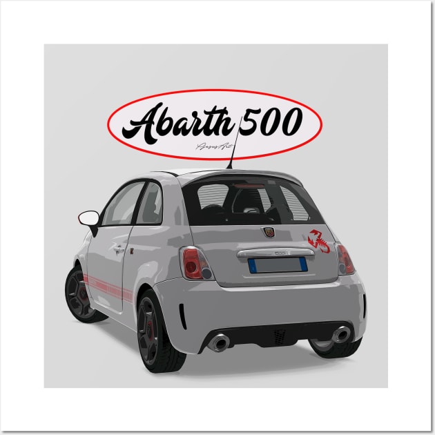 ABARTH 500 White Scorpion Back Wall Art by PjesusArt